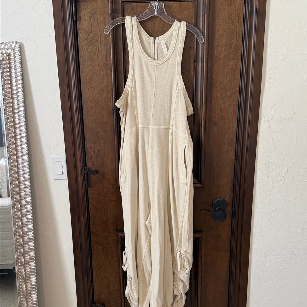 Anthro Daily Practice Cream Sleeveless jumpsuit
